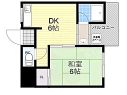 コーポ小松 1DKの間取図画像