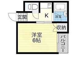 シティハイツ輝 4階1Kの間取り