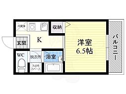 ジョイアキタノ 4階1Kの間取り