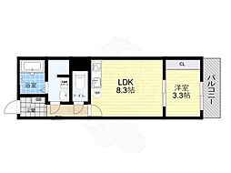 おおさか東線 JR淡路駅 徒歩10分の賃貸アパート 1階1LDKの間取り
