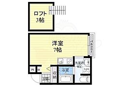 シャイン下新庄 2階ワンルームの間取り