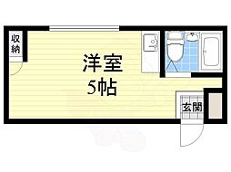 山口パレス 4階ワンルームの間取り