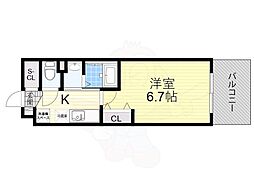 ラグゼ三国駅前 9階1Kの間取り