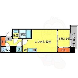 SERENiTE新大阪 9階1LDKの間取り