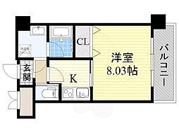 GROOVE西三国 5階1Kの間取り