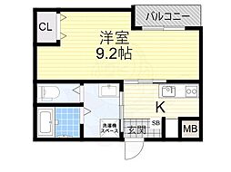 エヌエムキャラントユイットサウス 2階1Kの間取り