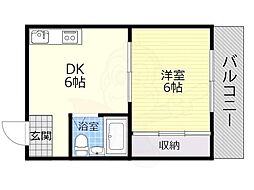 清明ハイツ2 1DKの間取図画像