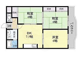 サンウエスト 3DKの間取図画像