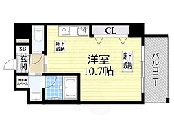 ドルチェヴィータ新大阪 ワンルームの間取図画像
