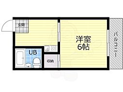 ロイヤルゆたか第二号館 1Kの間取図画像