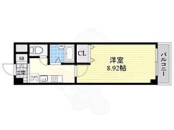 アルビオン新北野 1Kの間取図画像