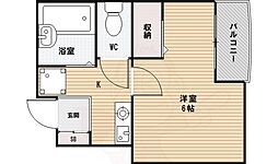奥田ビル 1Kの間取図画像