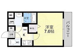Primal新大阪 1Kの間取図画像