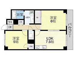 久光マンション 2DKの間取図画像