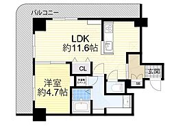 近鉄淀川リバーサイドマンション 1LDKの間取図画像