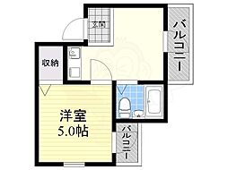 アメニティー新高二番館 1DKの間取図画像
