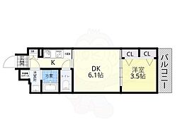 ファステート大阪マジョリティ 1DKの間取図画像
