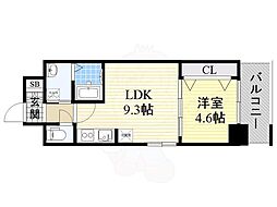 グランルクレ新大阪 1LDKの間取図画像