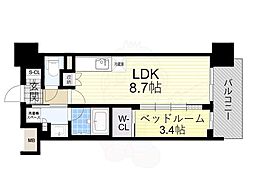 大阪市淀川区宮原5丁目マンション 1LDKの間取図画像