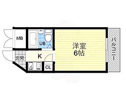 パシフィック北野 1Kの間取図画像