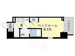 エスリードレジデンス大阪グランノース1 1Kの間取図画像