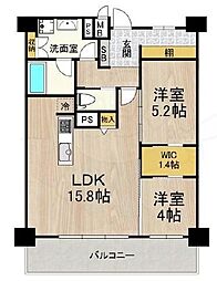 グランルクレ新大阪 2LDKの間取図画像