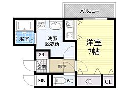 C.WING ワンルームの間取図画像
