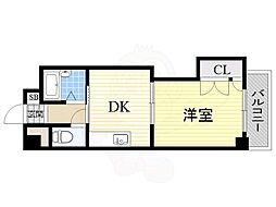 新大阪グランドハイツ北 1DKの間取図画像