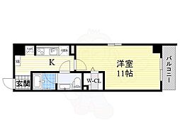 アクアスイート新大阪 1Kの間取図画像