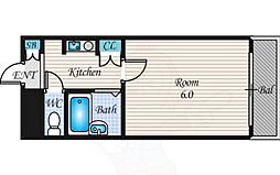 中市マンション 1Kの間取図画像