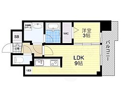 Attirant西三国 1LDKの間取図画像