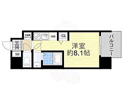 セレニテ十三ミラク ワンルームの間取図画像