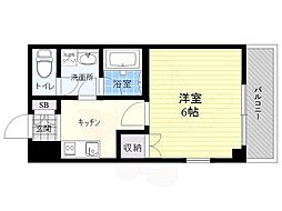 オーシャン東中島 1Kの間取図画像