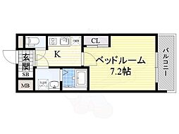 ディームス新大阪 1Kの間取図画像
