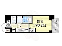 プレサンス東三国駅前グランクラス 1Kの間取図画像