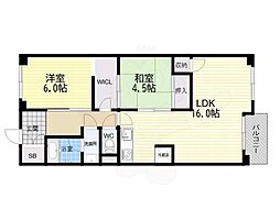 新北野第2コーポ 2LDKの間取図画像