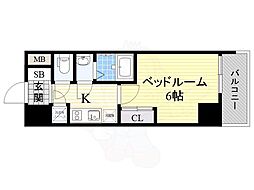 ディームス新大阪 1Kの間取図画像