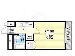 ミュゼ西淡路 1Kの間取図画像