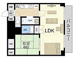アローンズ大阪 1LDKの間取図画像