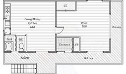 關本マンション 1LDKの間取図画像