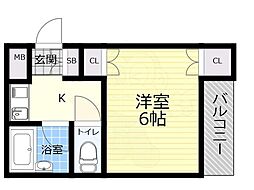 第2クリスタルハイツ 1Kの間取図画像