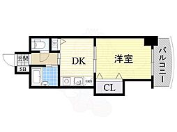 ノルデンハイム東三国B棟 1DKの間取図画像