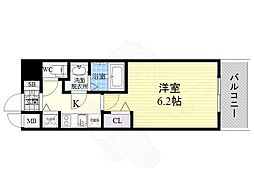 メインステージ新大阪 1Kの間取図画像