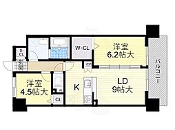 ラフィネール大阪十三 2LDKの間取図画像