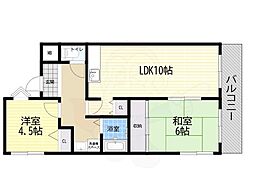 ジュネス・堤 2LDKの間取図画像