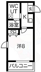 パークヒルズ新大阪will 1Kの間取図画像