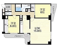 グランツ新大阪 2LDKの間取図画像