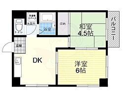 サンハイツ大阪屋 2DKの間取図画像