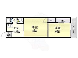 かねまつ上新庄マンション 2DKの間取図画像