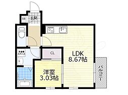 REGALESTコントレイル 1LDKの間取図画像